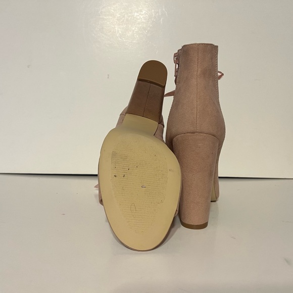 justfab PeepToe Gladiator blockHeel pink Boots Lace Up/zipper Heel Height: 4.25" - Picture 5 of 6